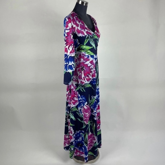 Multicolor Long Sleeve Floral Print Women’s Maxi Dress - Picture 3 of 4